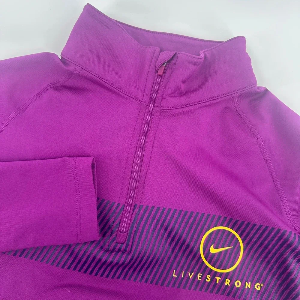 Nike Livestrong Pullover Women Large Purple Dri-FIT Pro Combat Half Zip Active